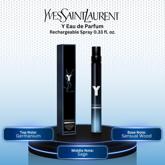 YSL Y mini EDP travel spray shown for convenient reapplication