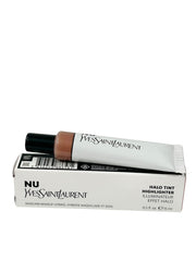 YSL Nu Gold Halo Tint Highlighter swatch on skin reveals luminous finish