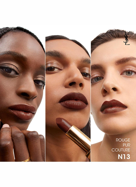 Yves Saint Laurent N13 lipstick tube close-up highlights luxurious packaging and easy application