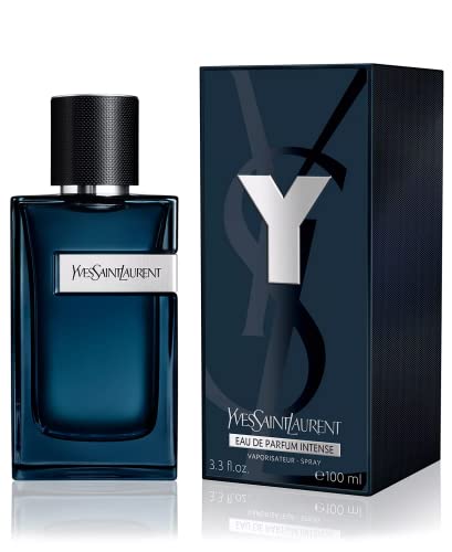 YSL Y Eau de Parfum Intense spray in action for long-lasting freshness.