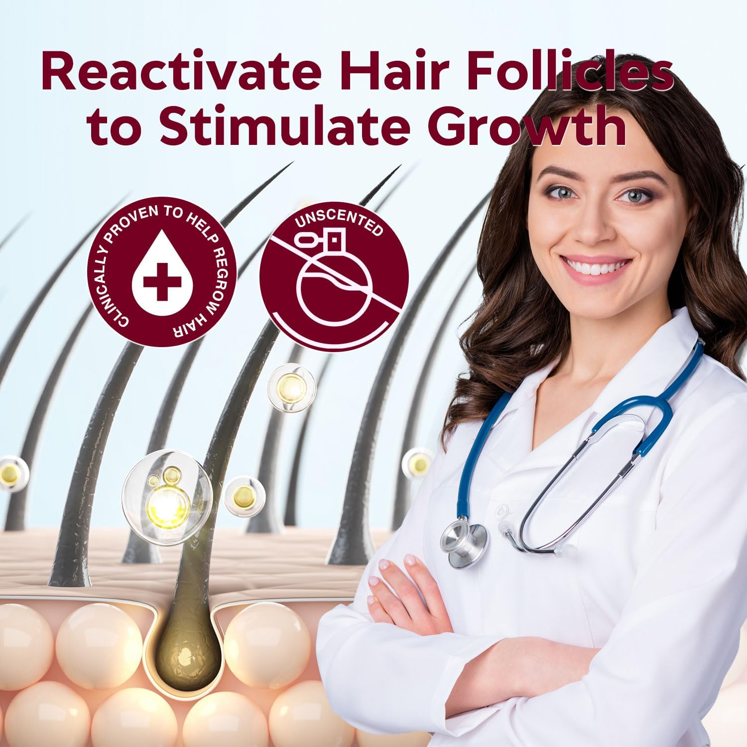 Yzmoffer 5% Minoxidil spray nozzle close-up for precise scalp delivery.