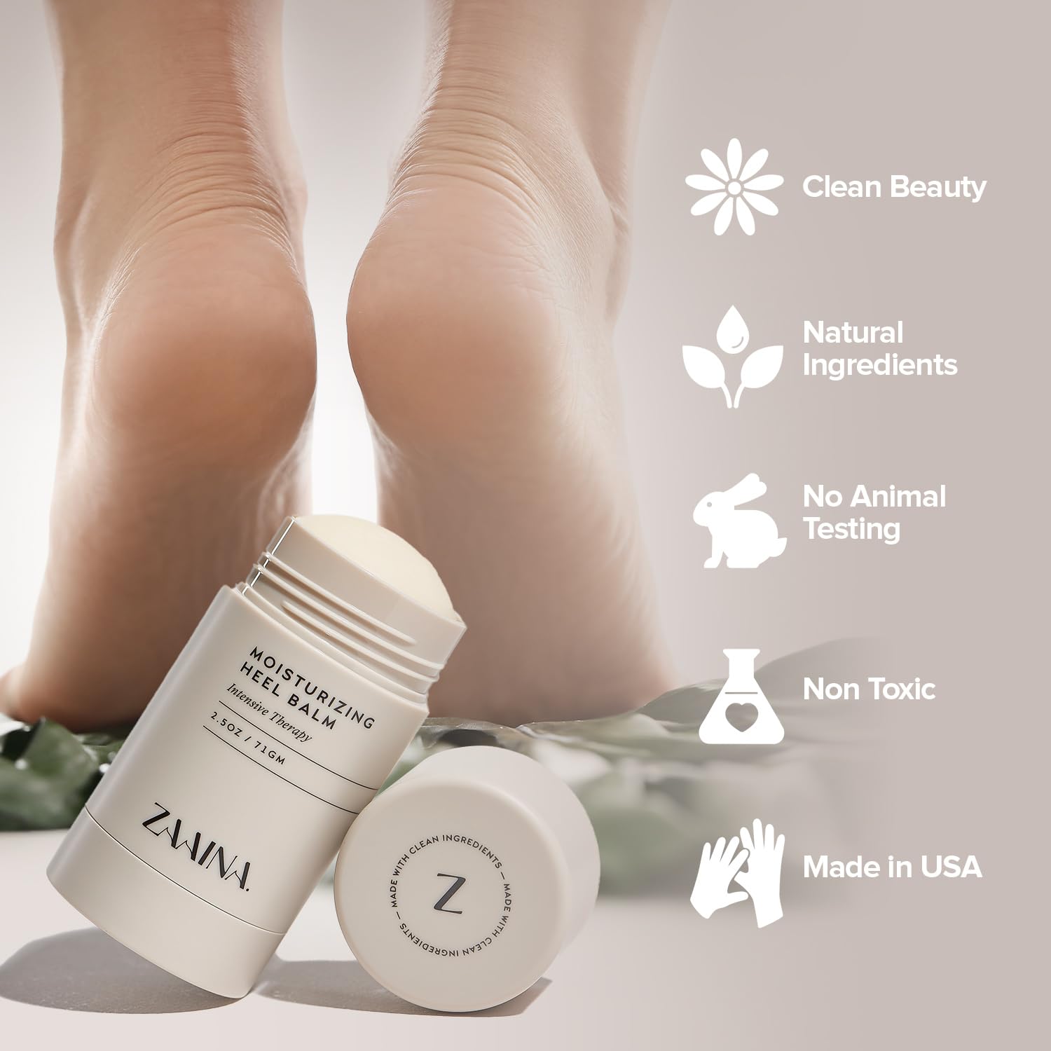 ZAAINA Calluses closeup shows softening action for rough skin on feet.