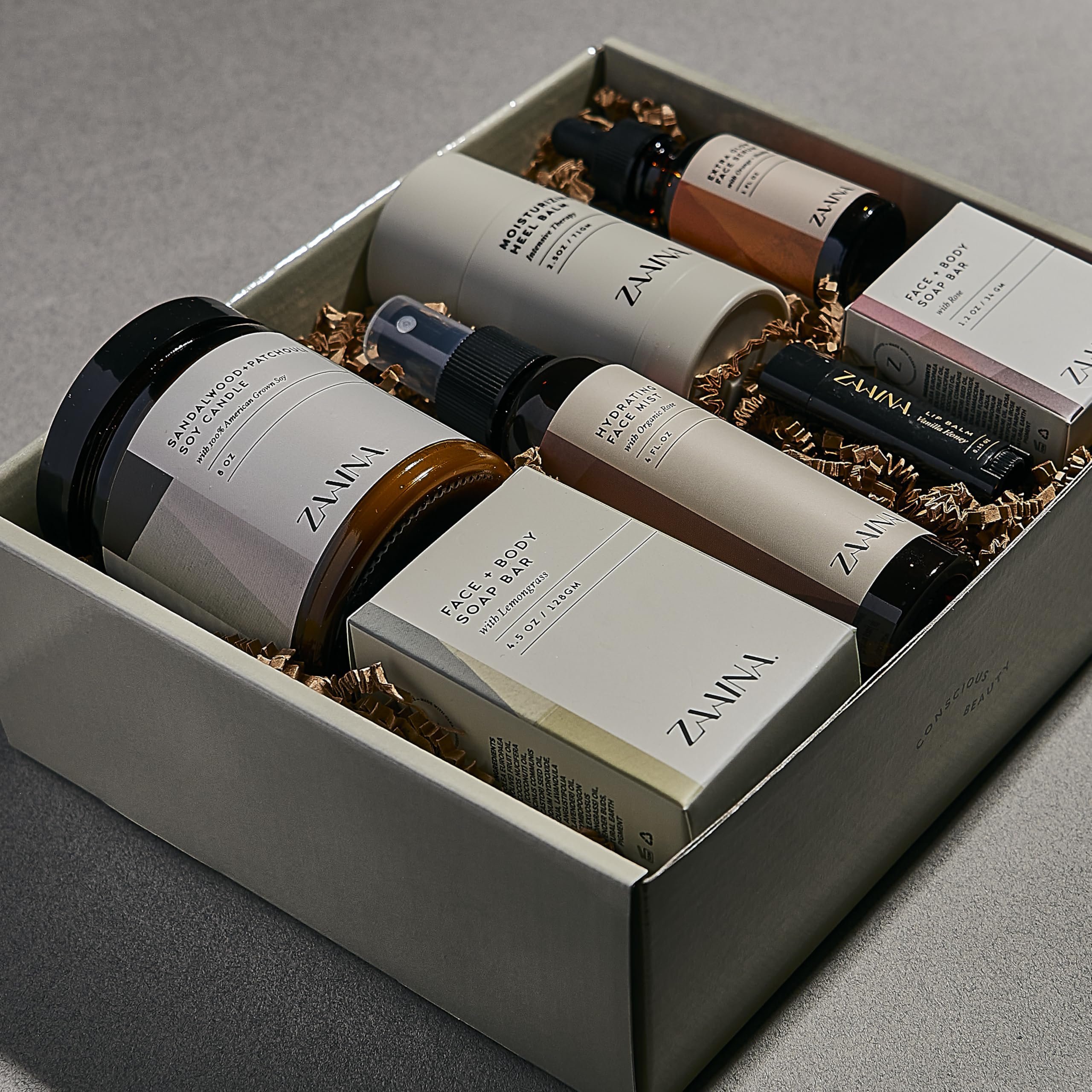 ZAAINA gift box packaging showcases a thoughtfully curated self-care experience.