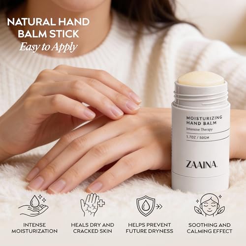 ZAAINA hand balm application shows mess-free, quick hydration anytime.