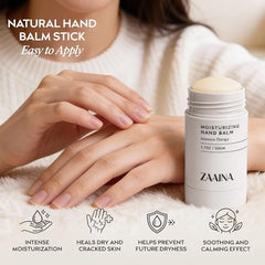 ZAAINA hand balm application shows mess-free, quick hydration anytime.