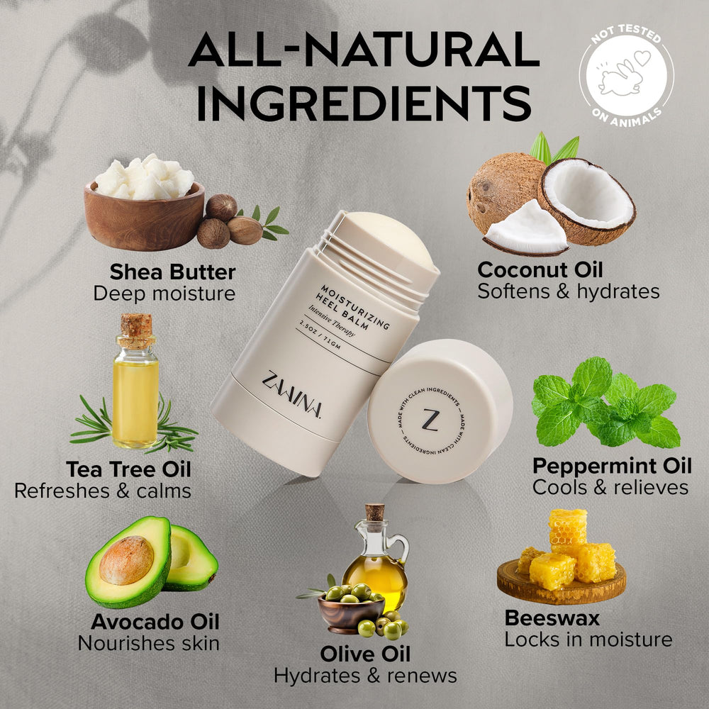 ZAAINA Tea tree peppermint oil closeup highlights soothing, refreshing foot care.