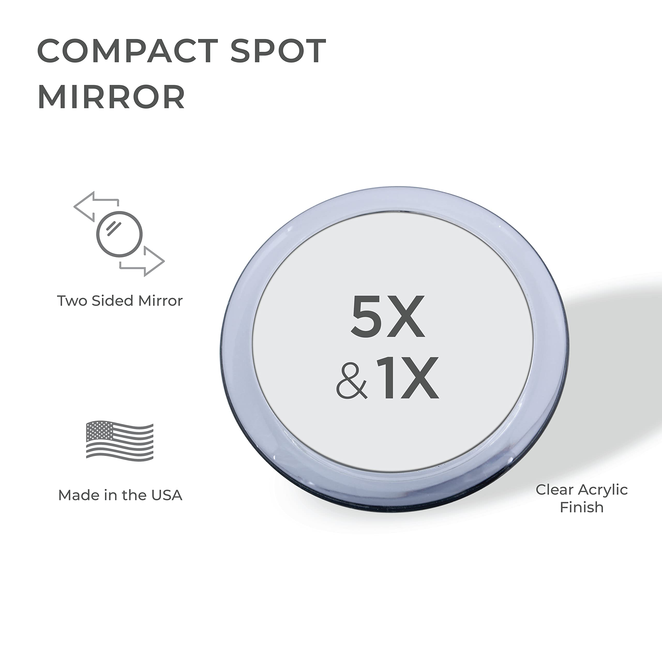Zadro acrylic compact mirror 4-inch, lightweight and travel-ready