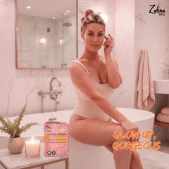 Zahna Skin Pink Himalayan Salt Scrub in shower setting for daily use.