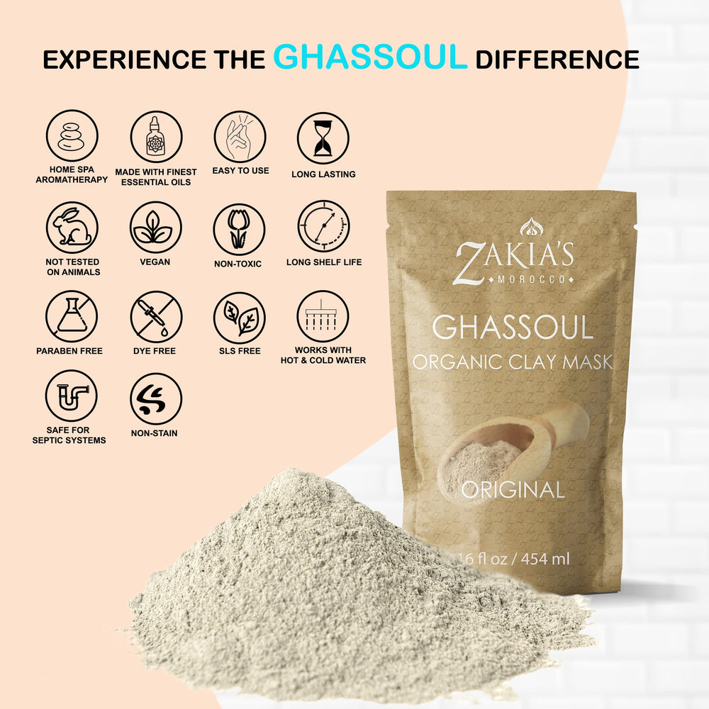 Zakia's Morocco Rhassoul clay used in hair care for scalp cleansing