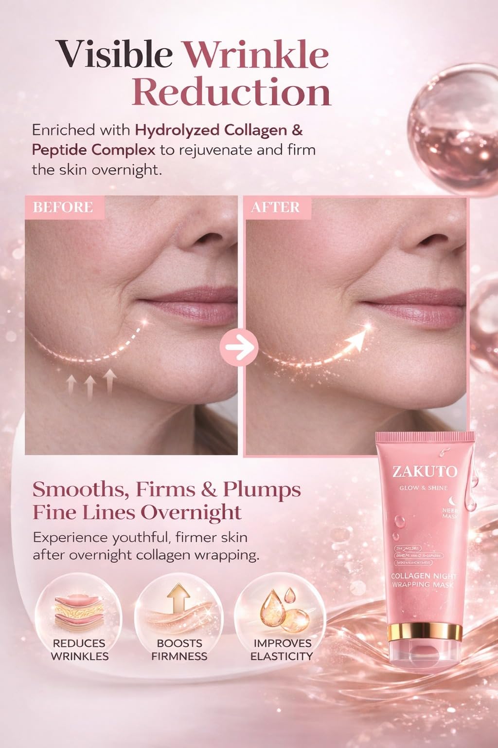 ZAKUTO glass skin glow concept showing a dewy, hydrated complexion in the morning