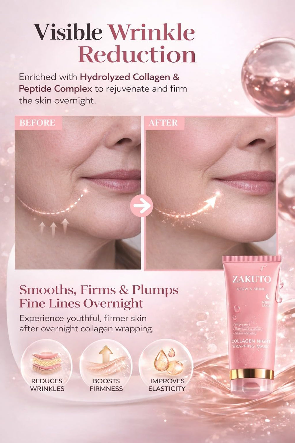 ZAKUTO glass skin glow concept showing a dewy, hydrated complexion in the morning