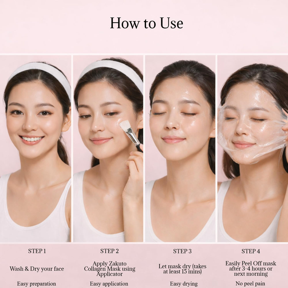 ZAKUTO hydrolyzed collagen and niacinamide highlight on packaging for firmer-looking skin