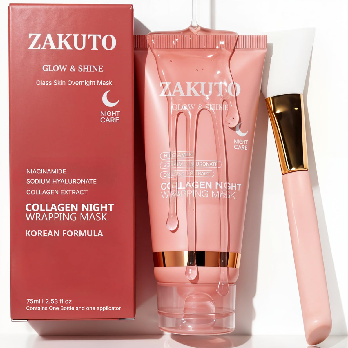 ZAKUTO Korean Formula Collagen Wrapping Mask packaging close-up for premium overnight care