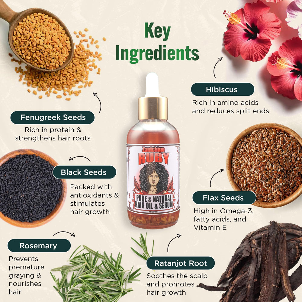 Zanichigo Ruby Hair Oil amla oil close-up, promoting strong, resilient hair.