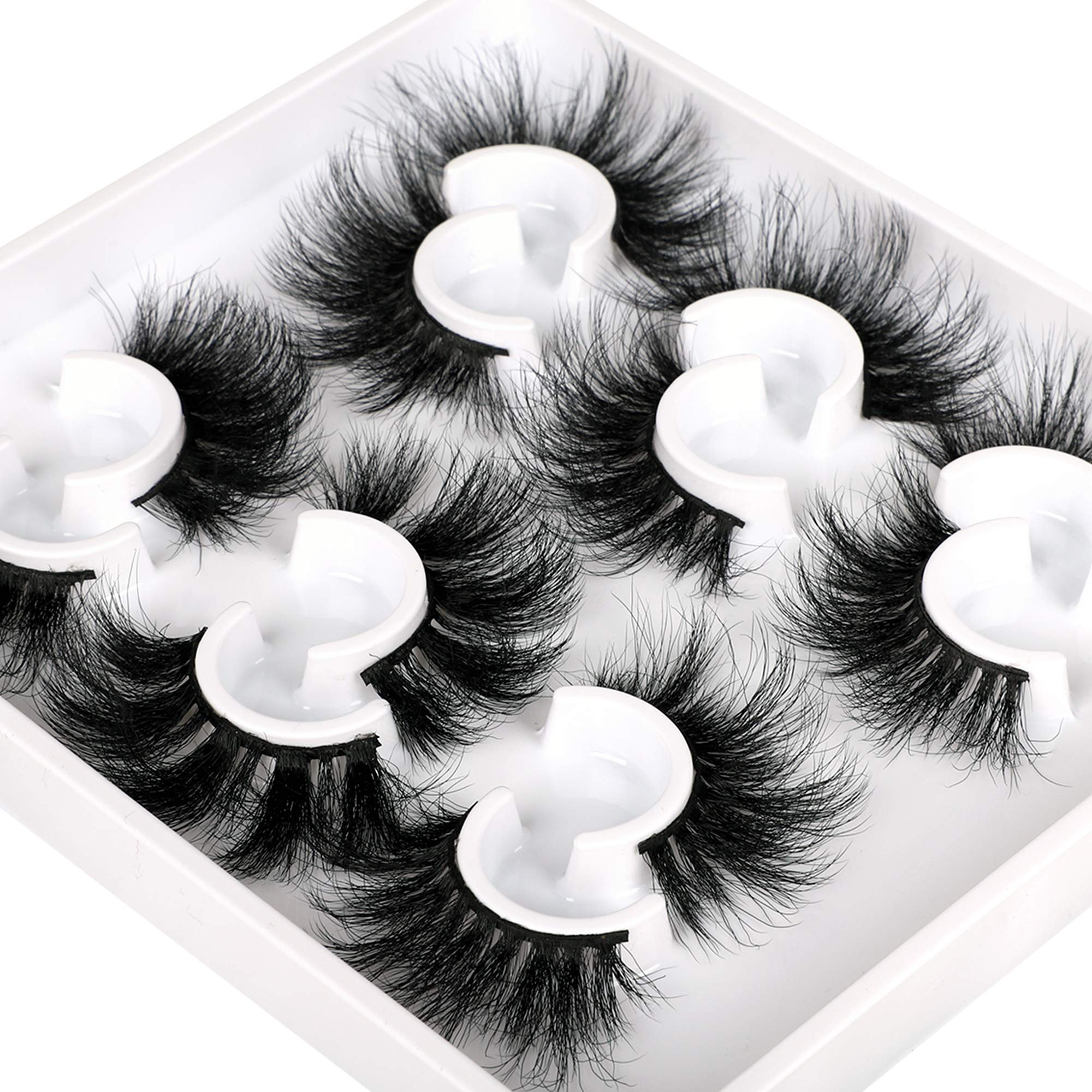 Zanlufly mink lashes tray view showing six mixed styles for versatile looks.