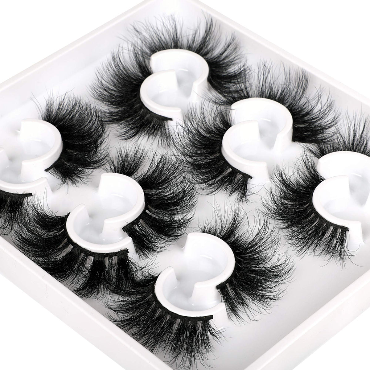 Zanlufly mink lashes tray view showing six mixed styles for versatile looks.
