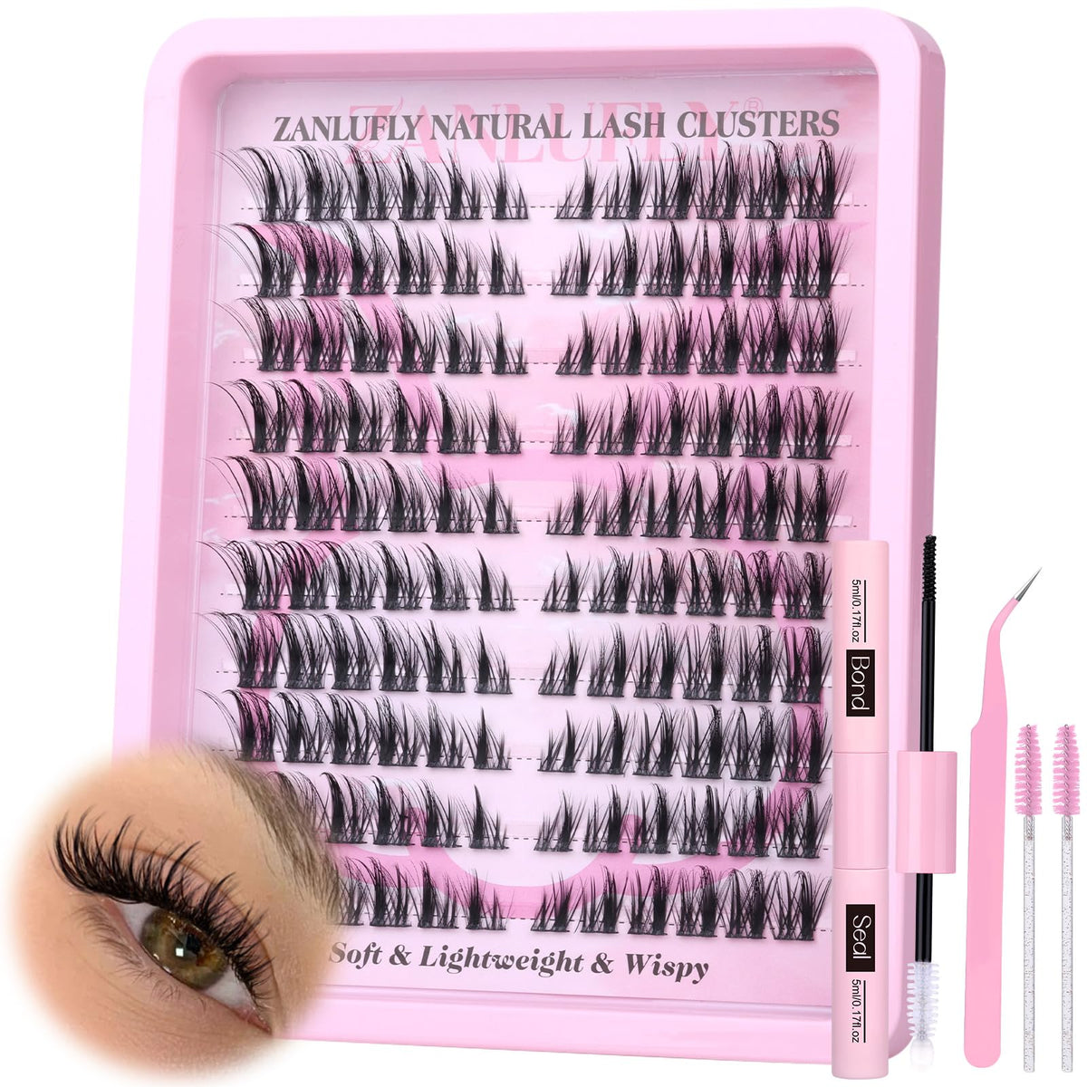 Zanlufly natural-lash-clusters-kit enhances subtle daily definition for a softer look.