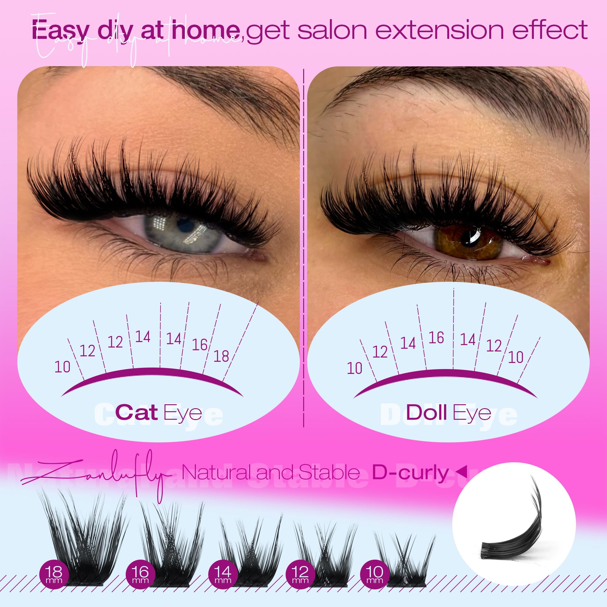 ZANLUFLY Wispy lash clusters soft comfort fit for lightweight wear