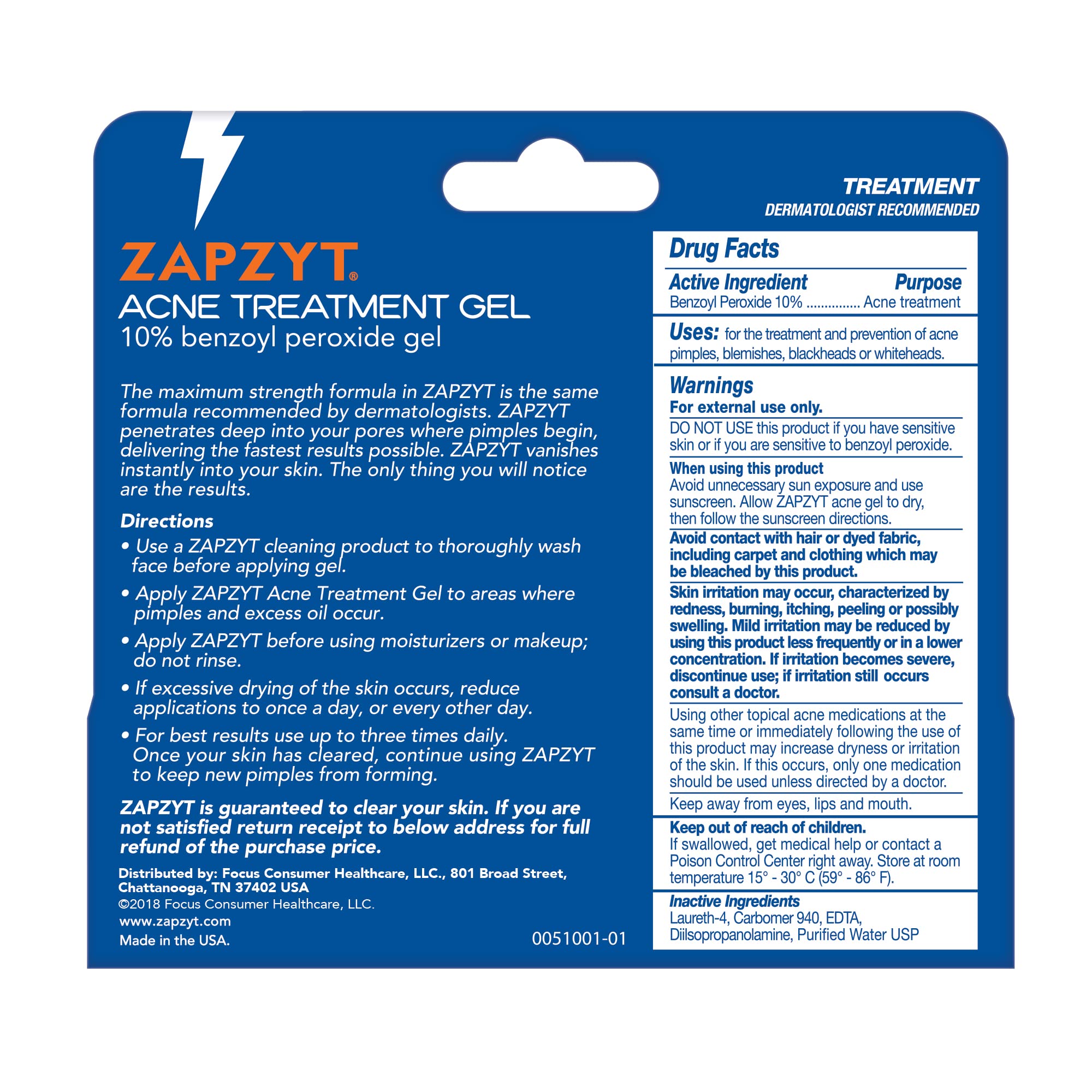 Zapzyt Acne Treatment Gel bottle close-up highlighting fast absorption