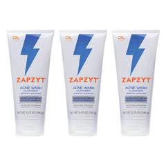 Zapzyt Acne Wash bottle highlights 2% salicylic acid for pore cleansing.