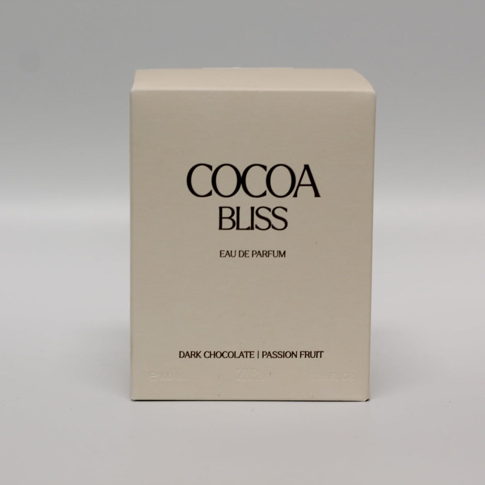 Zara Cocoa Bliss packaging detail emphasizes premium luxury.