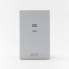 Zara Ebony Wood EDP packaging shot, premium presentation ideal for gifting.