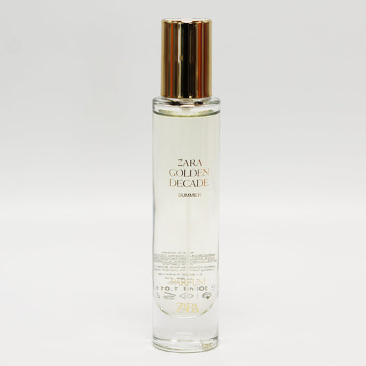 Zara Golden Decade Summer EDP cap close-up showing premium design and fragrance longevity.