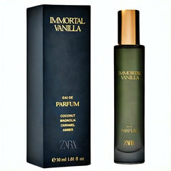 ZARA Immortal Vanilla EDP bottle showcasing a seductive, long-lasting fragrance for day or night