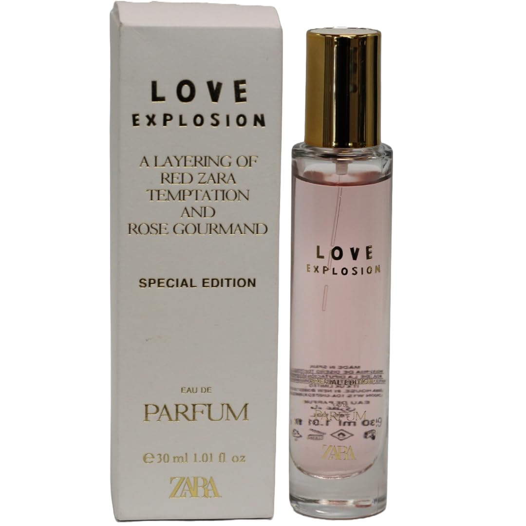 Zara Love Explosion Special Edition EDP bottle close-up showcasing premium design for gifting.