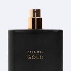 ZARA Man Gold box packaging, hinting at a luxurious nocturnal fragrance experience.