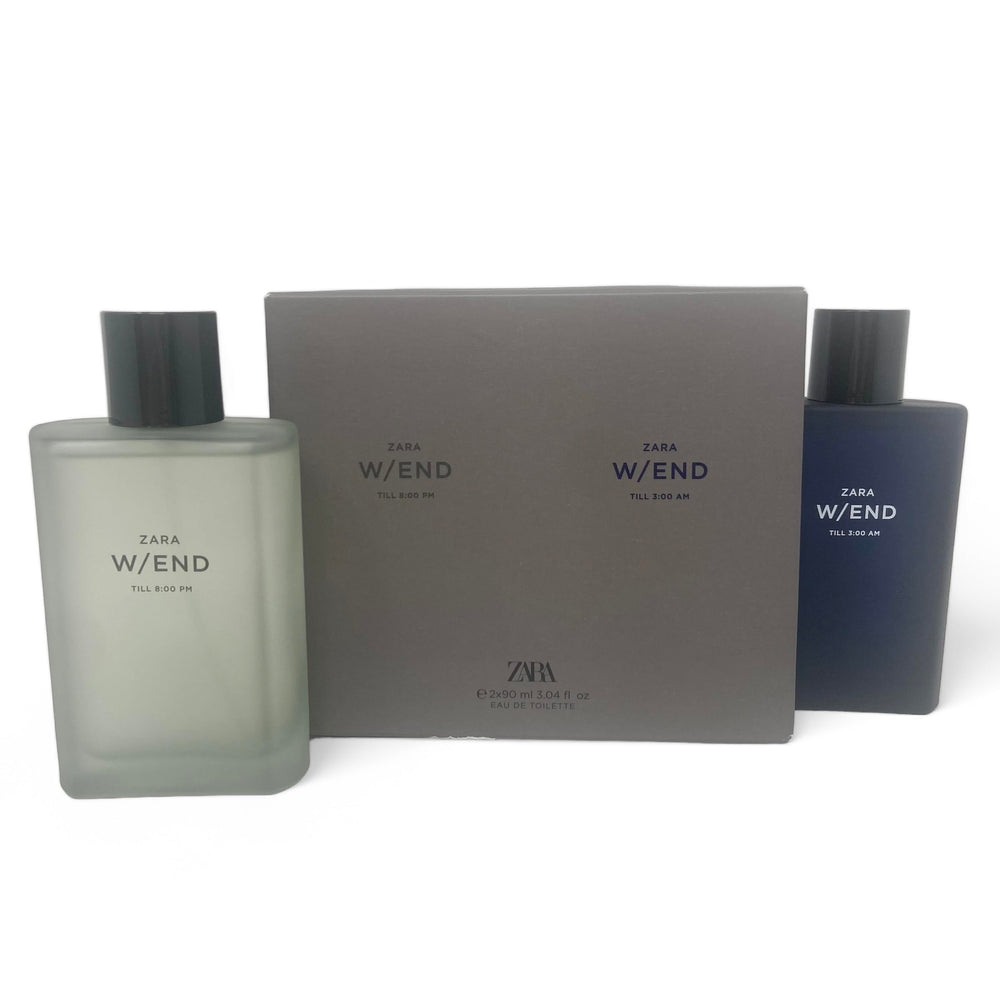 Zara Men's W/END bottle side view, sleek compact design for travel