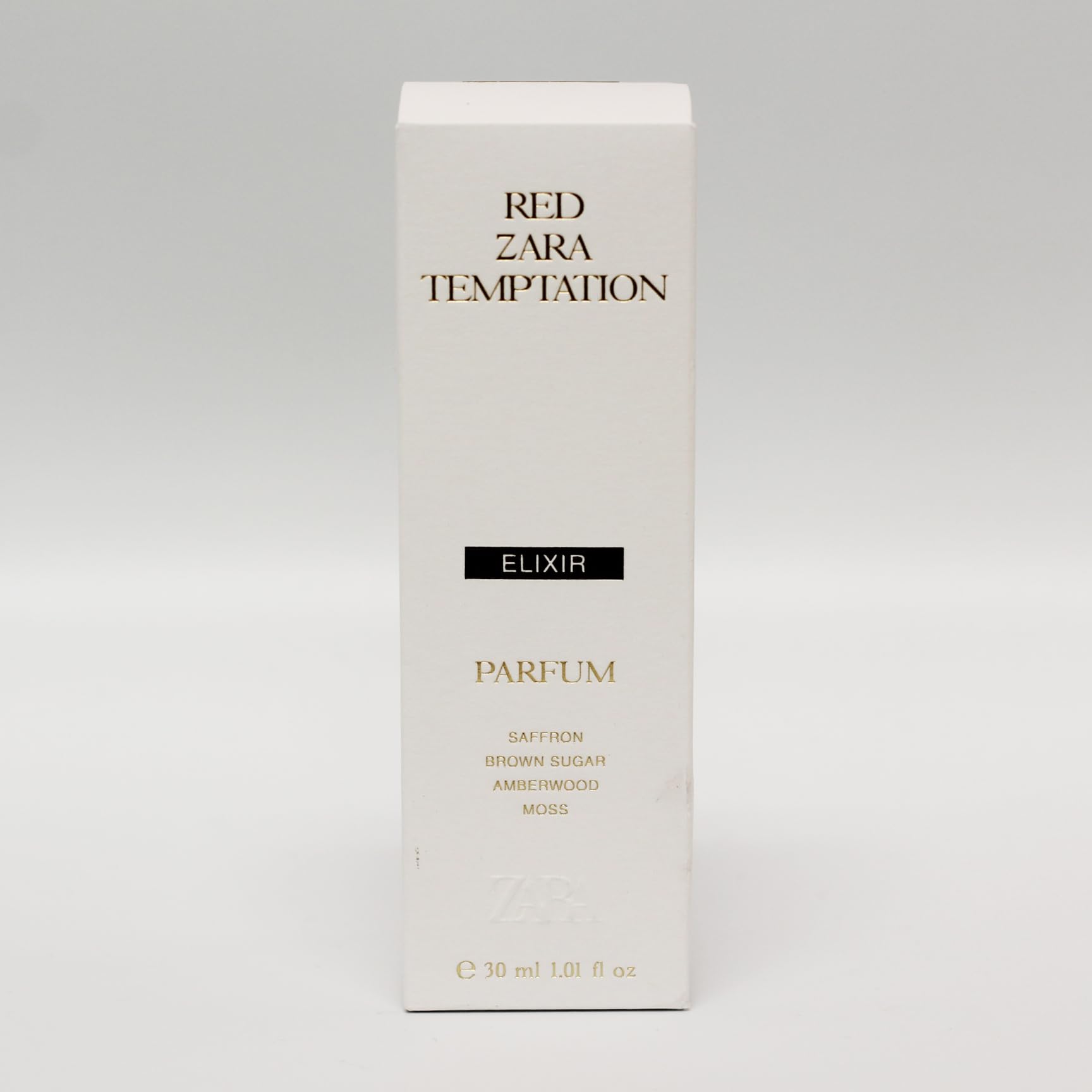 Zara Red Temptation Elixir packaging highlights travel-friendly size.