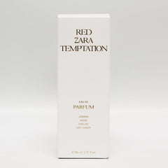 Zara Red Temptation packaging box signals gift-ready sophistication and aroma promise.