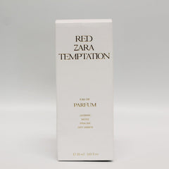Zara Red Temptation boxed packaging emphasizes luxury gifting appeal and premium branding.