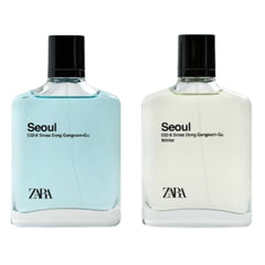 Zara Seoul Winter bottle side reveals woody amber notes for evenings.
