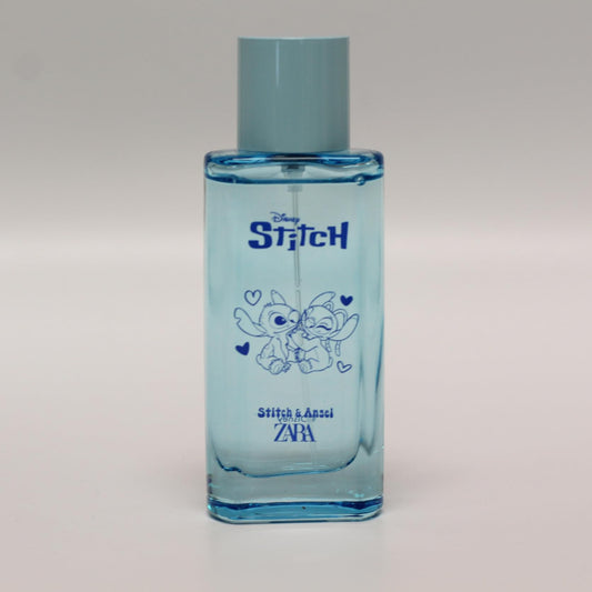 Zara Stitch Angel EDT bottle-closeup with label for magical character-inspired fragrance