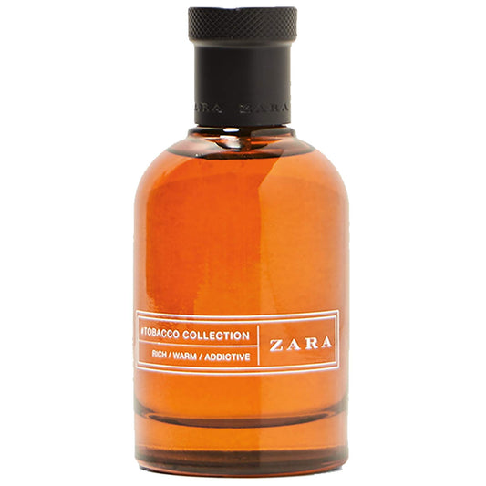 Zara Tobacco Collection bottle front view suggests a rich, warm scent for evenings.