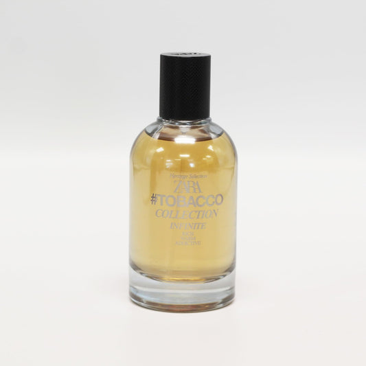 ZARA Tobacco Infinite Rich Warm EDT bottle with warm glow, everyday refinement.
