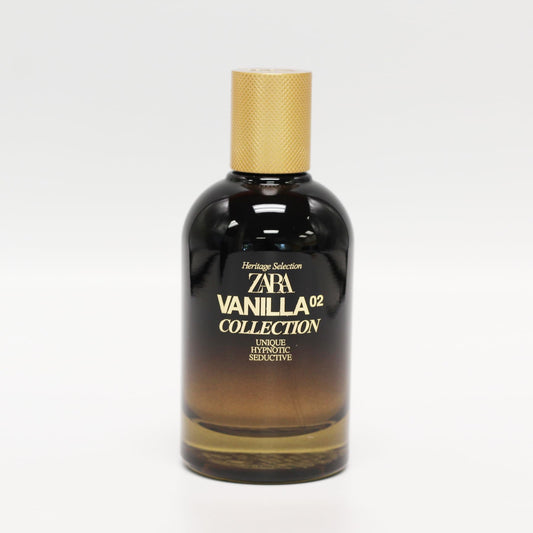 Zara Vanilla Collection 02 bottle front view shows premium EDP design and grip.