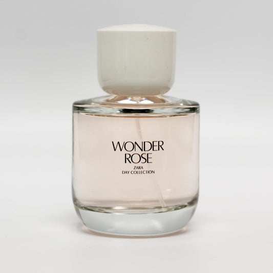Zara Wonder Rose top notes peach and red berries, offering a fresh daytime scent.