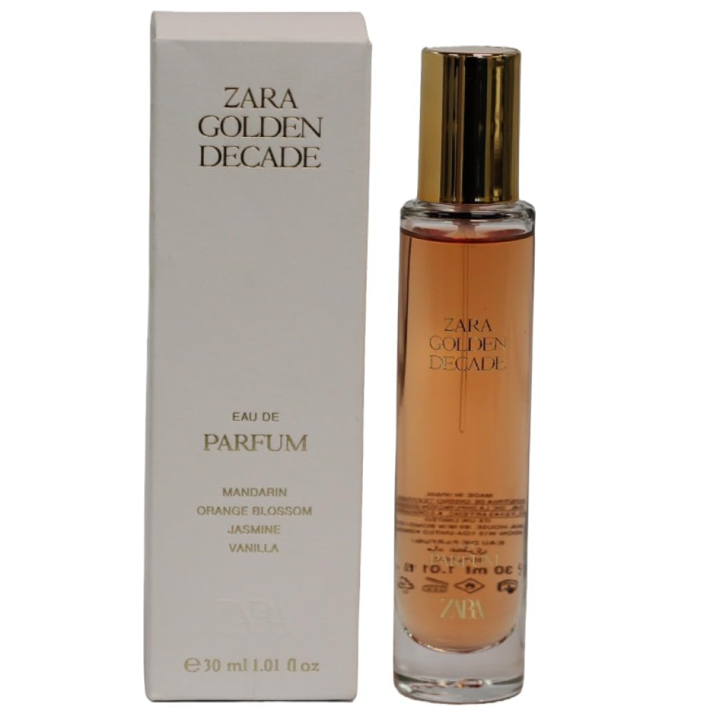 Zara Golden Decade perfume bottle close-up, highlighting elegant design for daily wear.