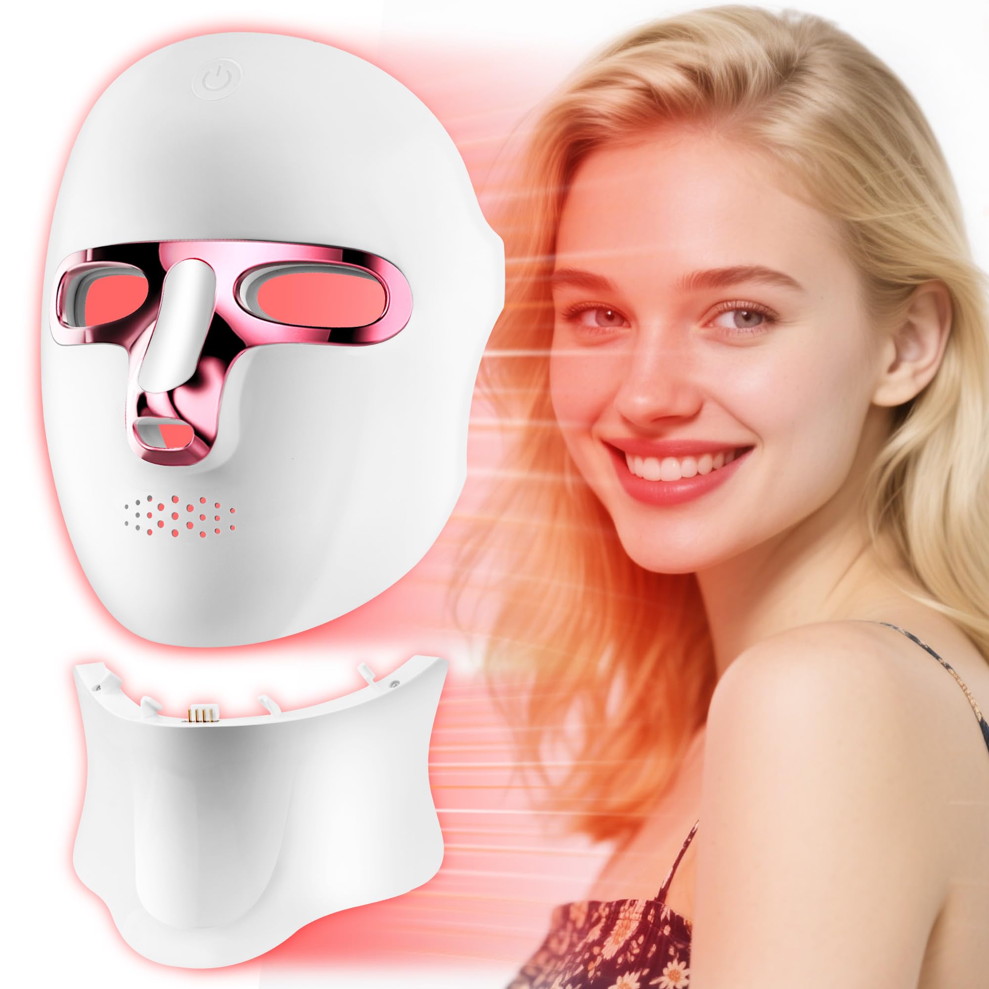 Zasabel red light therapy mask on face for potential skin brightening and glow
