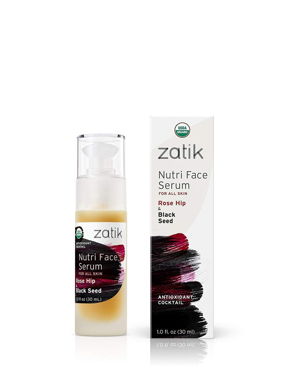 Zatik Nutri Face Serum bottle showing a nourishing oil blend for hydrated skin