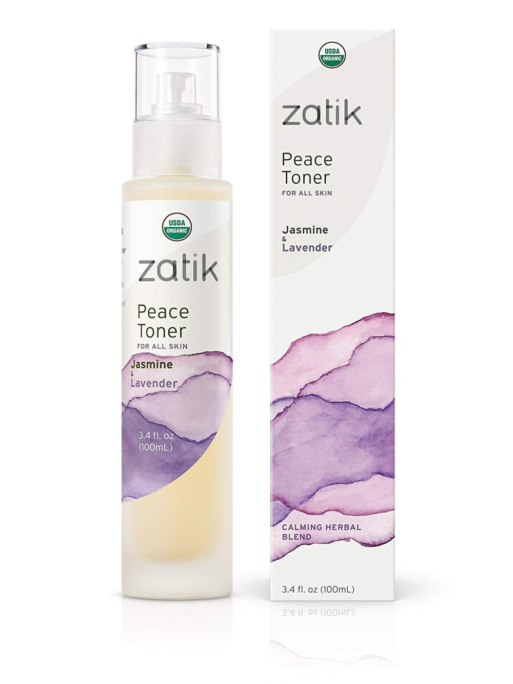 Zatik Peace Toner bottle with rose and lavender for soothing facial refresh