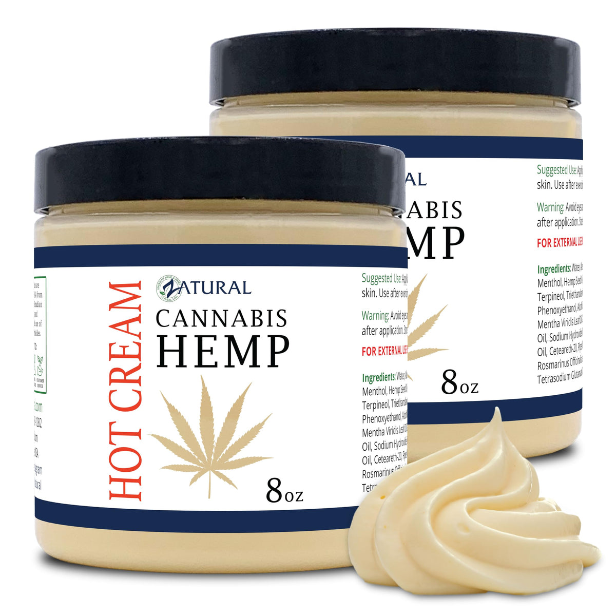Zatural hemp hot cream bottle pour for easy massage prep.