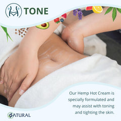 Zatural Hemp Hot Cream applied on shoulder during massage