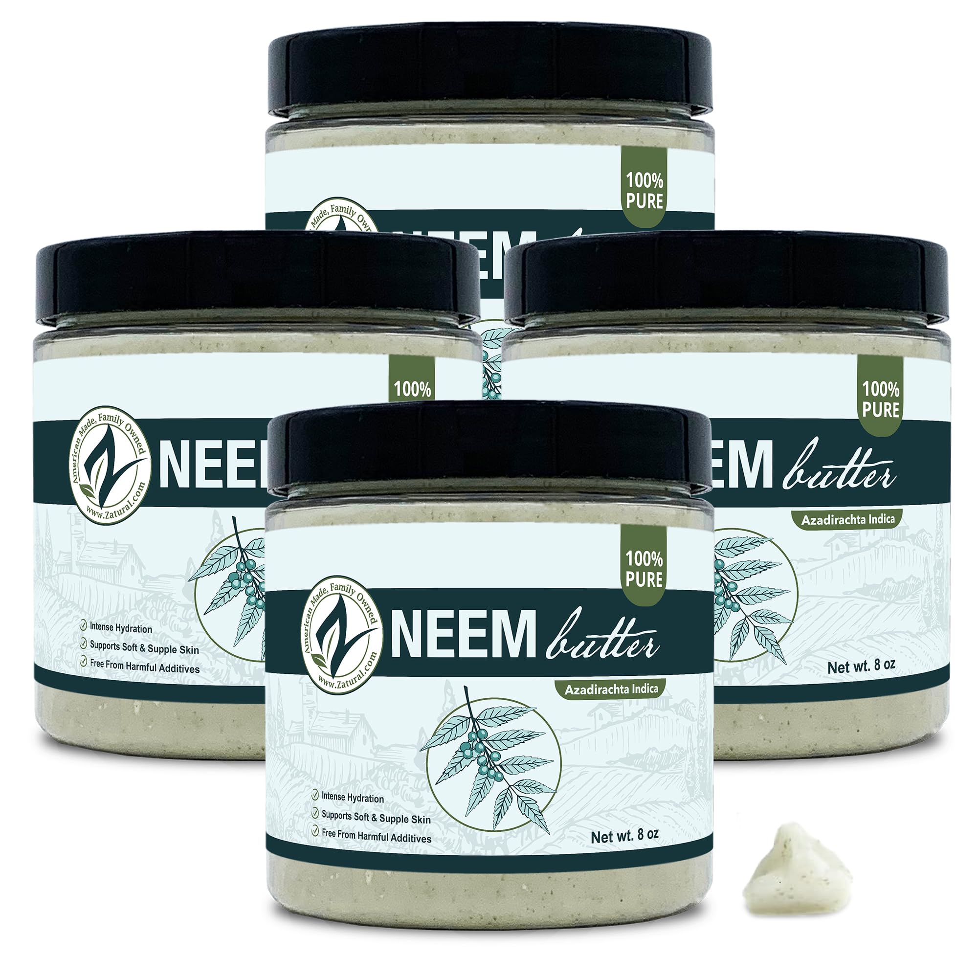 Zatural Neem Butter 4-pack jar, hydrating cream for sensitive skin.