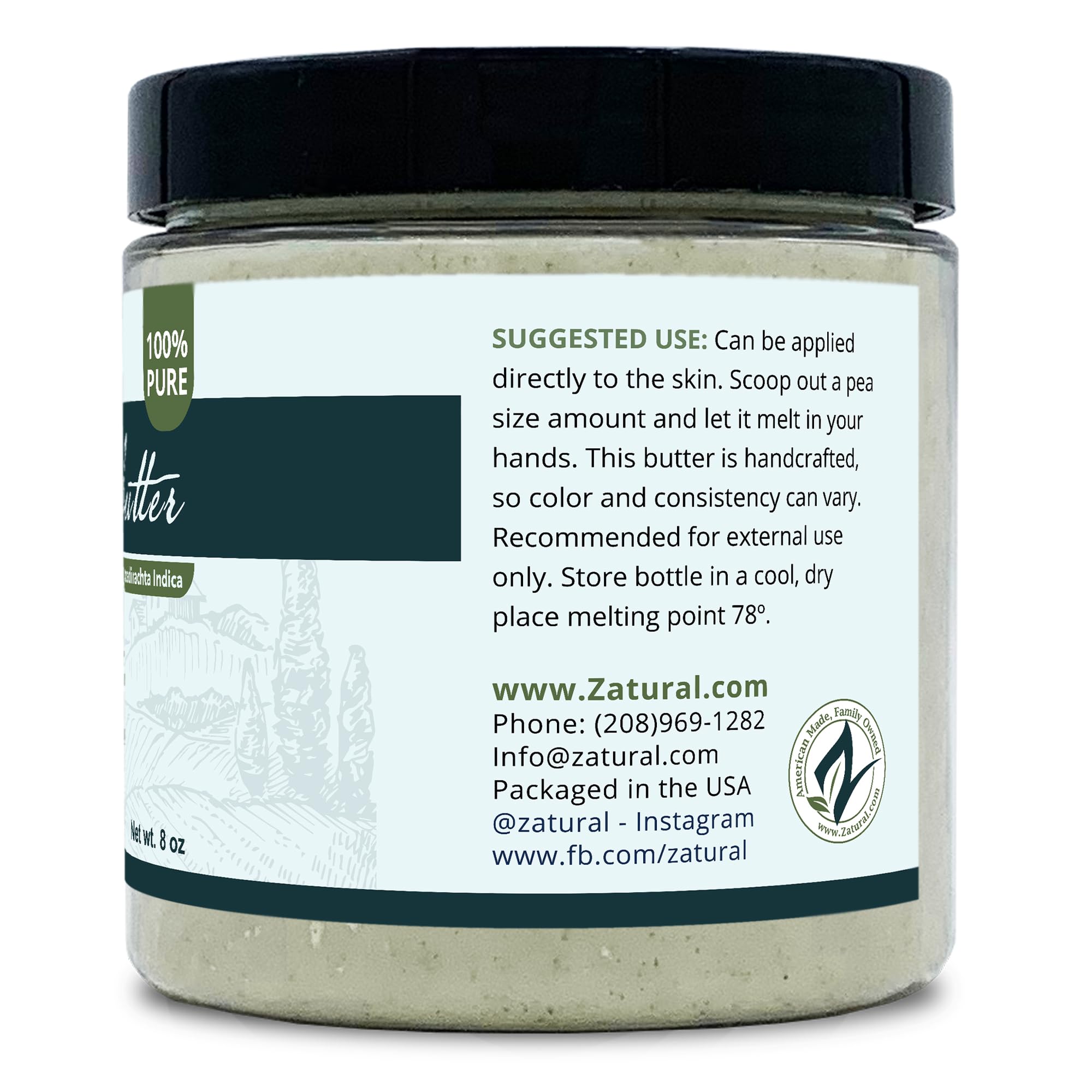 Zatural Neem Butter application on hand, ideal for cuticles and dry skin.
