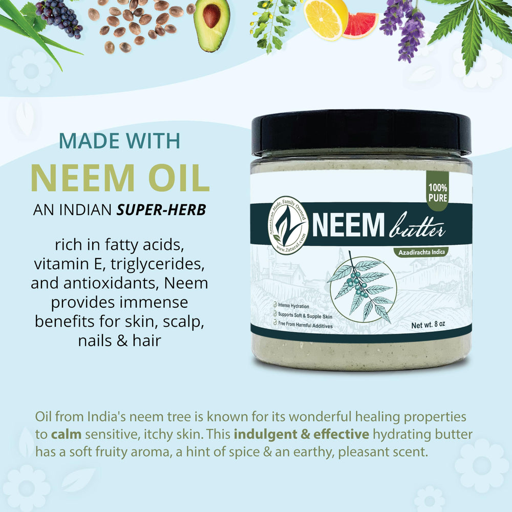 Zatural Neem Butter kokum butter block, deeply moisturizing for daily use.