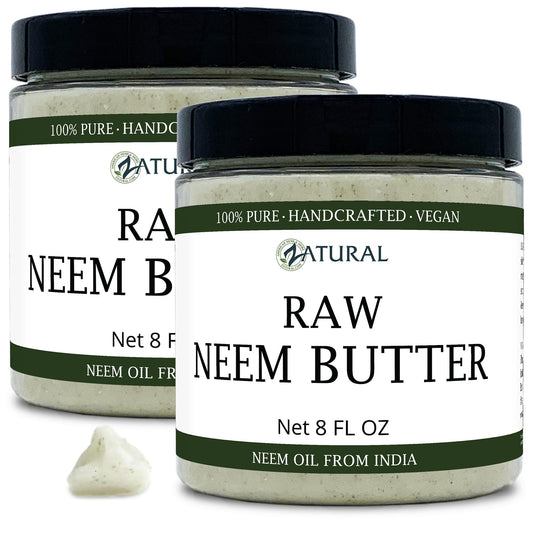 Zatural Organic Neem Butter-Coconut Oil jar highlighting rich, moisturizing texture for sensitive skin.